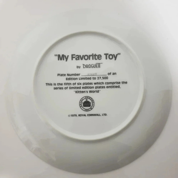 Vtg Set of 2 Royal Cornwall Kittens Black/White Collectors Plates. - Picture 11 of 13